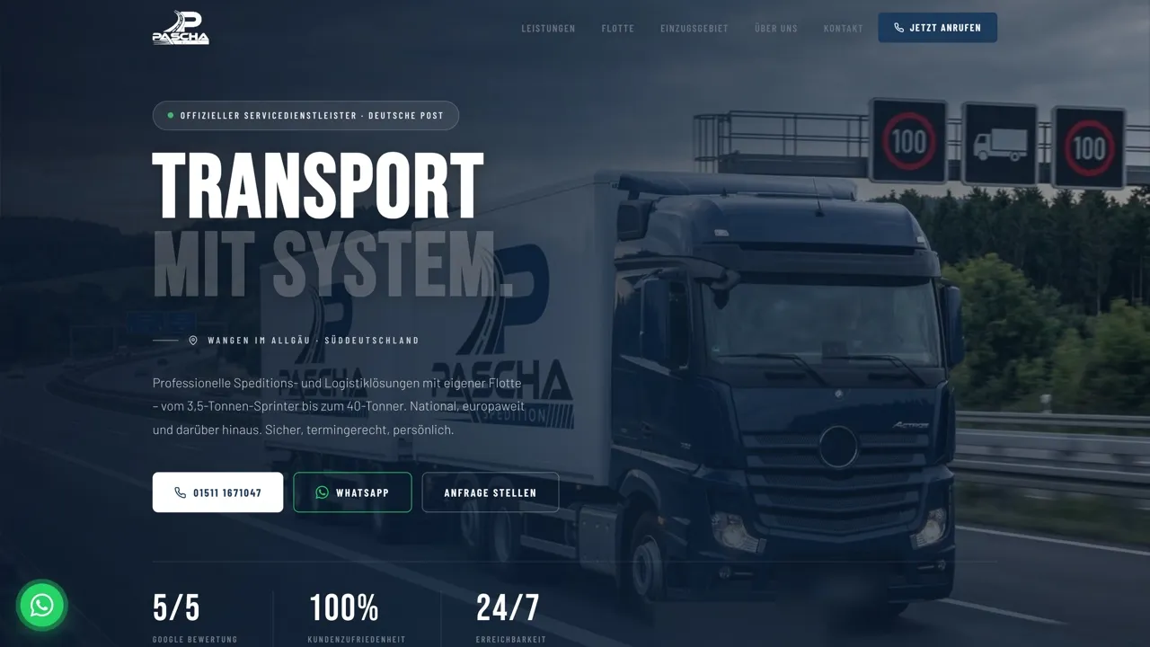 Website von Pascha Spedition